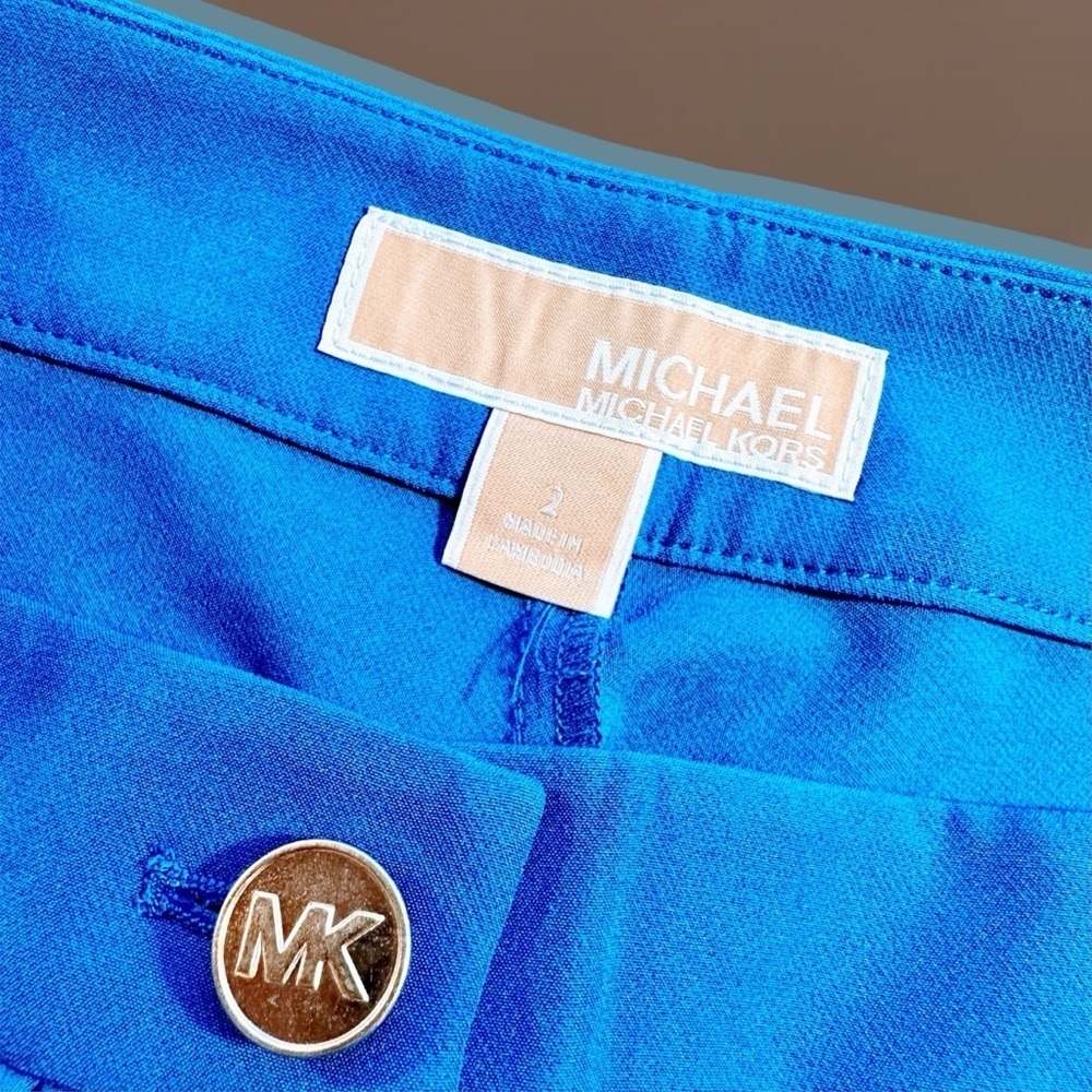 NWT MICHAEL Michael Kors ‘High-Rise Wide Leg Crop Pants’ in “Grecian Blue” - Picture 7 of 8